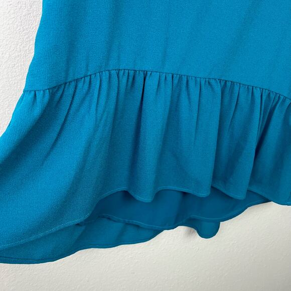 Charles Henry High Low Ruffle Sleeveless Shift Dress Teal Blue Size Small‎ - Picture 5 of 7